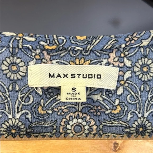 Max Studio Blue Patterned Wrap Midi Dress - Picture 2 of 8